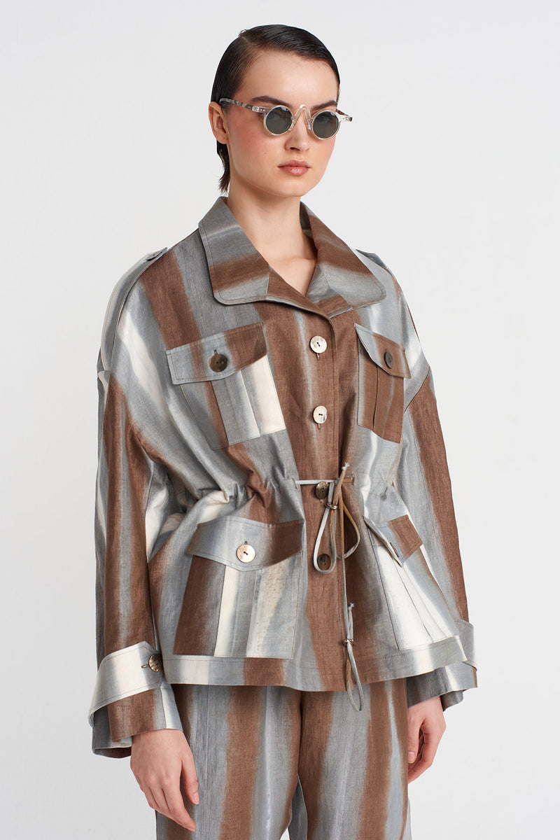 NU Printed Trench Coat Brown/White