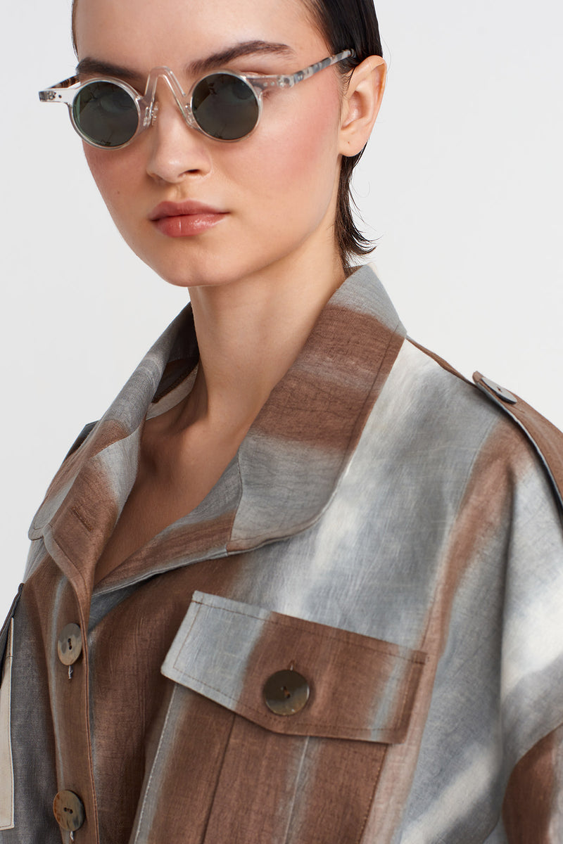 NU Printed Trench Coat Brown/White