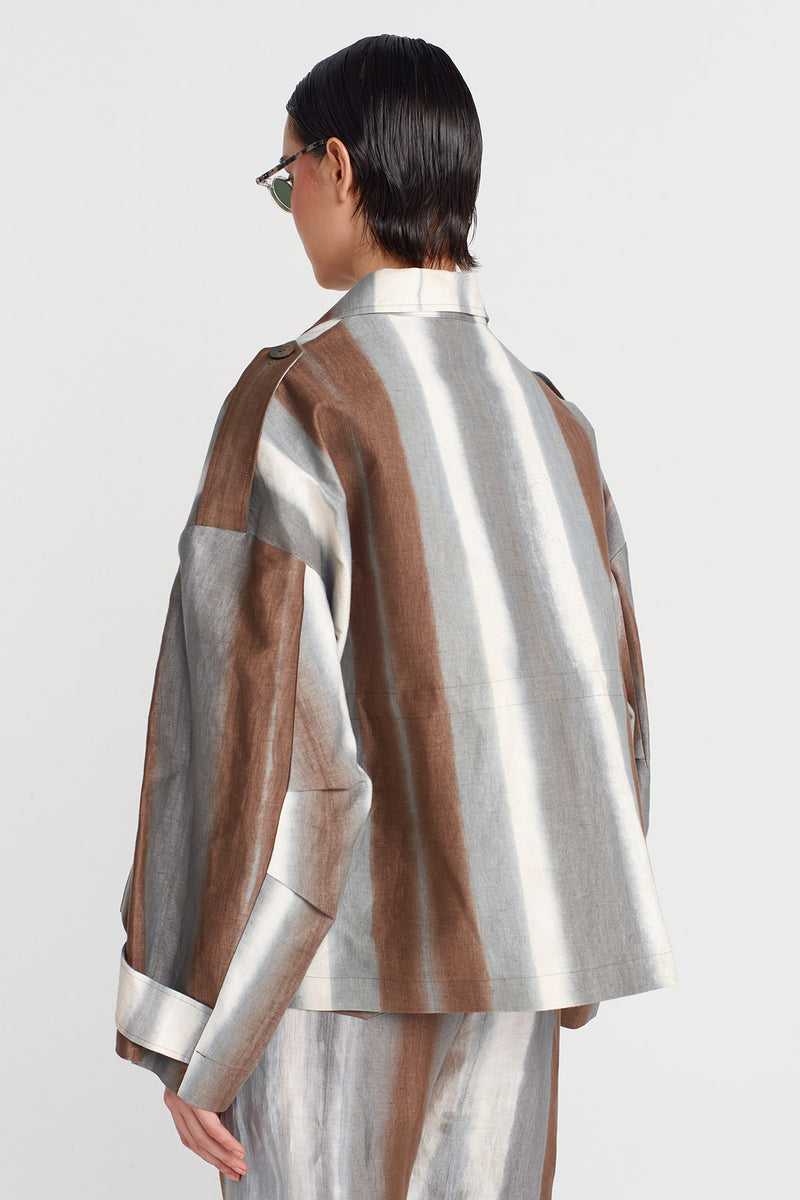 NU Printed Trench Coat Brown/White