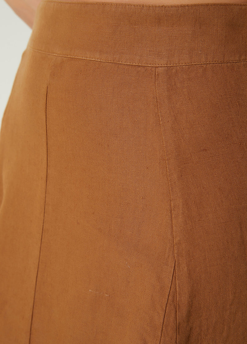 Beymen Club Midi Linen Skirt Camel