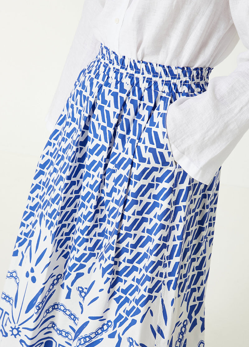 Beymen Club Patterned Midi Skirt Blue - White