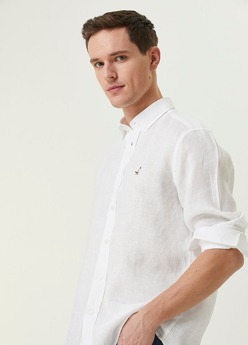 Beymen Club Comfort Fit Linen Shirt White