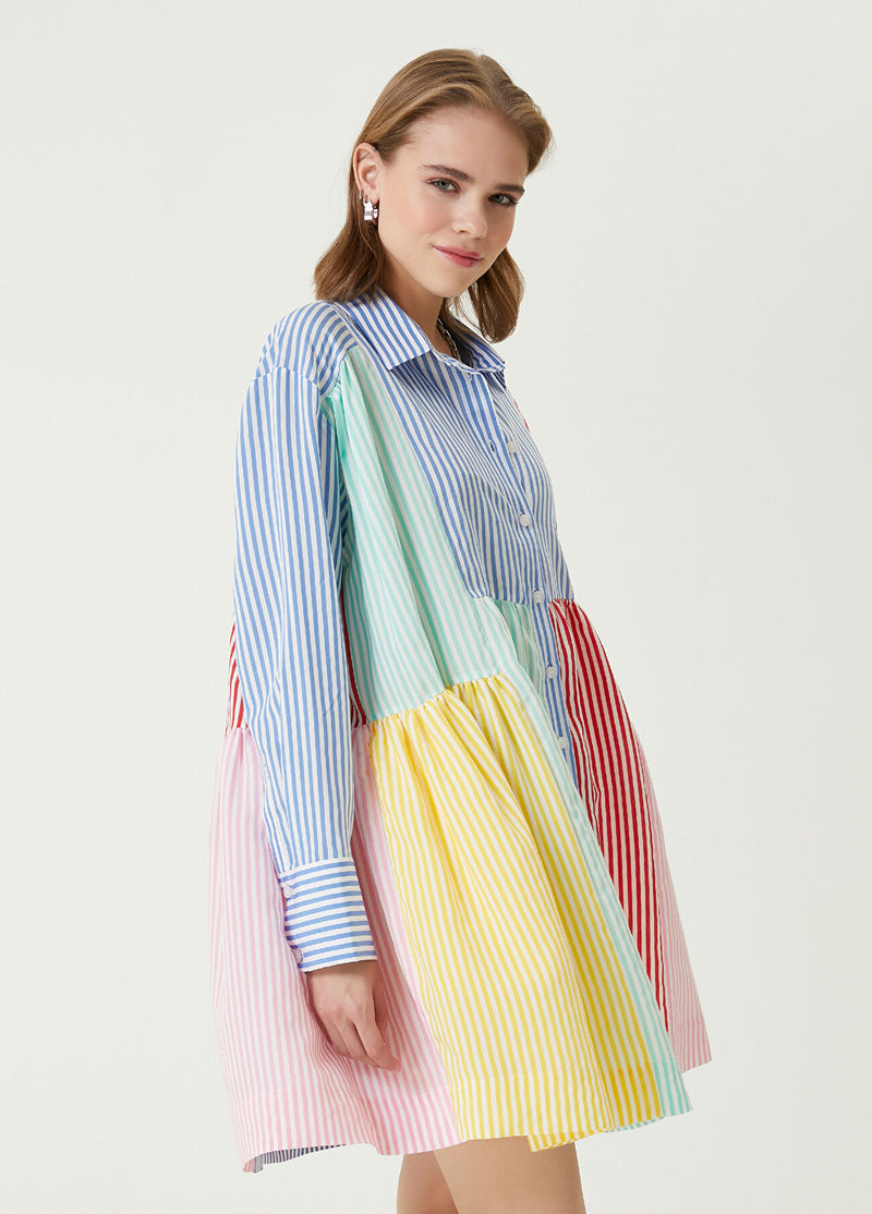 Beymen Club Striped Mini Shirt Dress Multi Color
