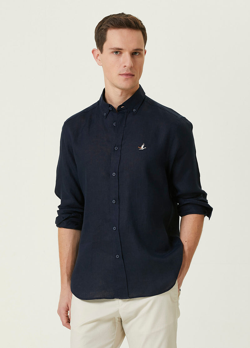 Beymen Club Comfort Fit Linen Shirt Navy