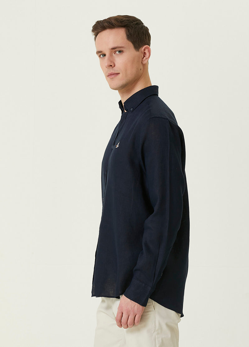 Beymen Club Comfort Fit Linen Shirt Navy