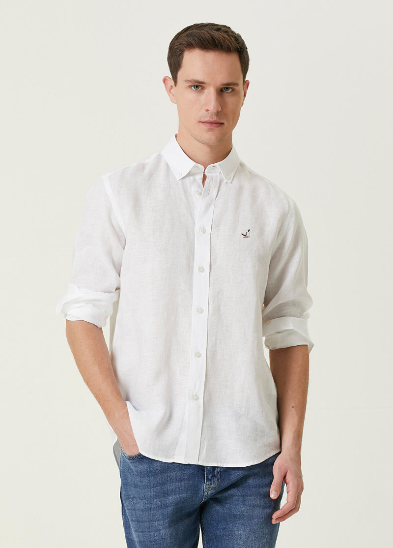 Beymen Club Comfort Fit Linen Shirt White