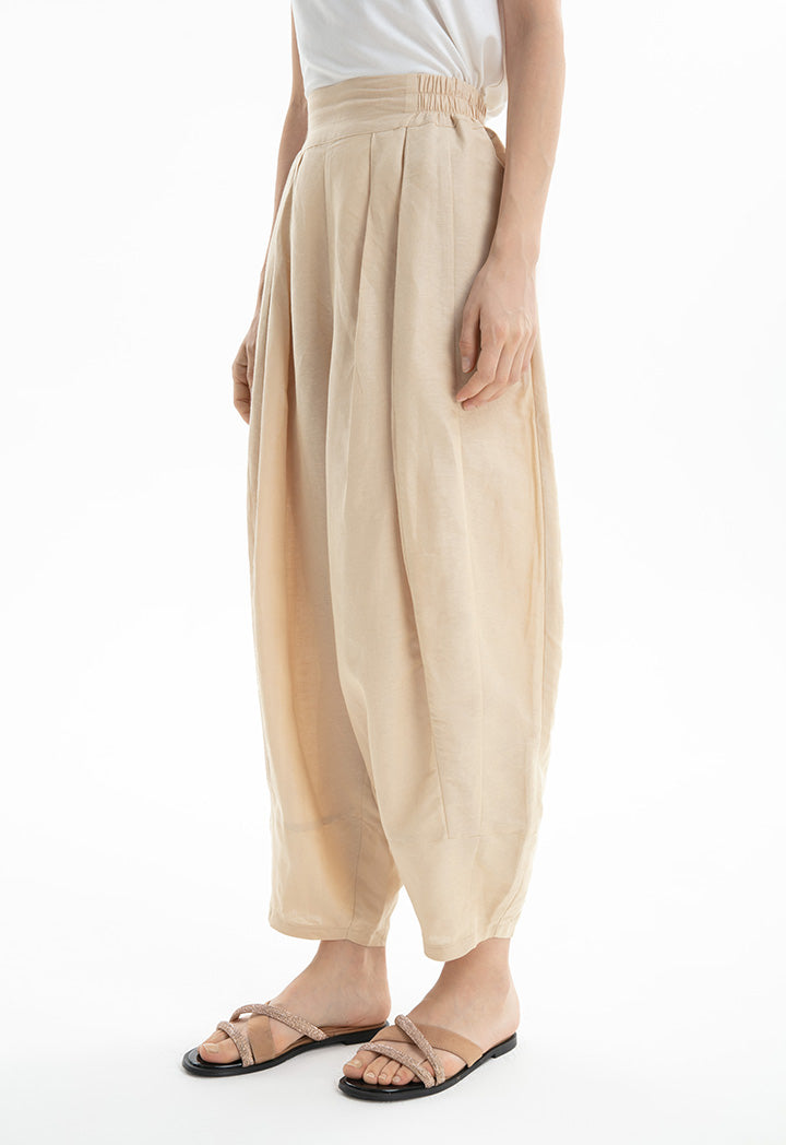 Choice Loose Cut Elasticated Waist Pants Beige