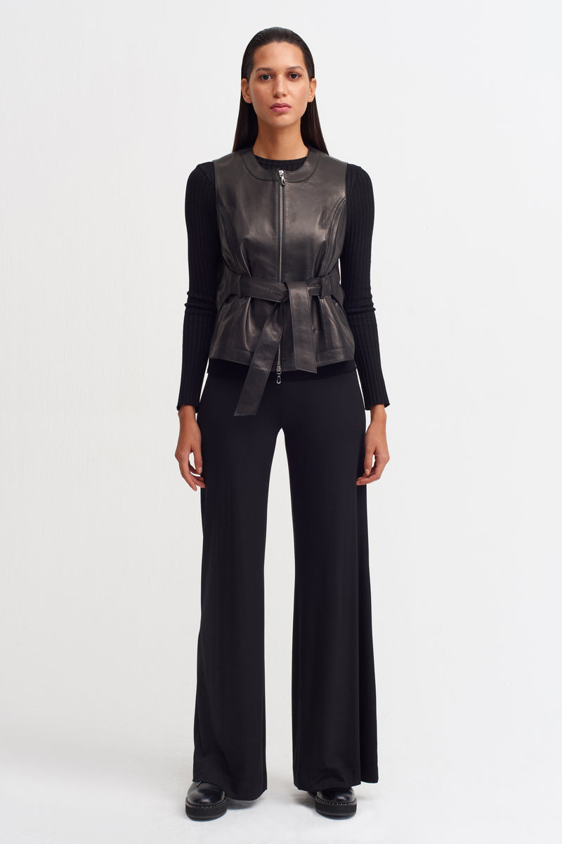 NU Synthetic Leather Vest Black