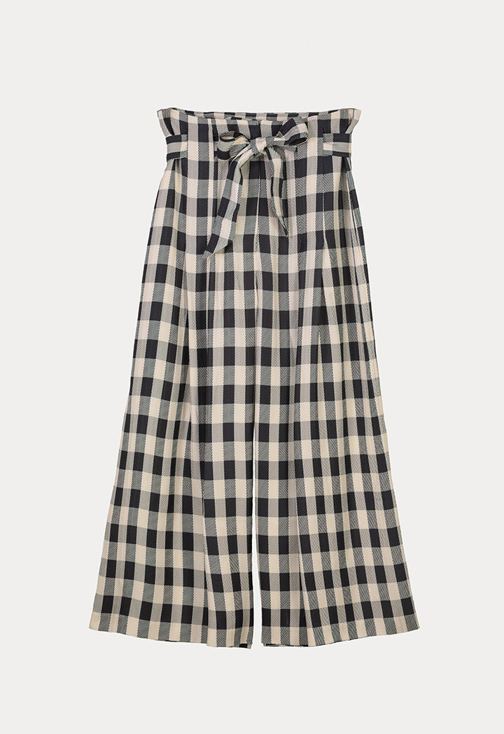 Choice Multicolored Checkered Print Trouser Beige - Black