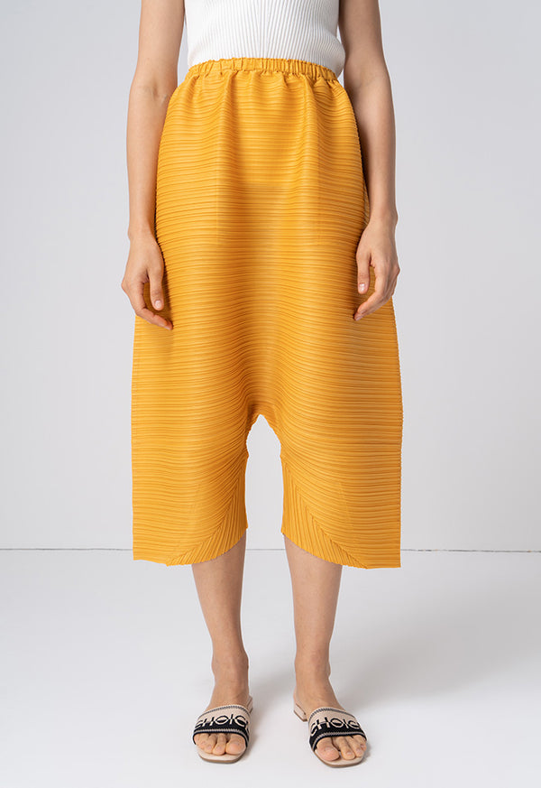 Choice Pleated Culottes Trousers Mustard