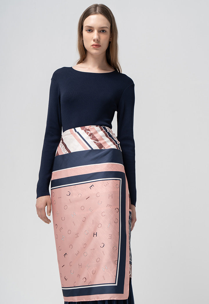 Choice Printed Monogram Wrap Flared Maxi Skirt Print