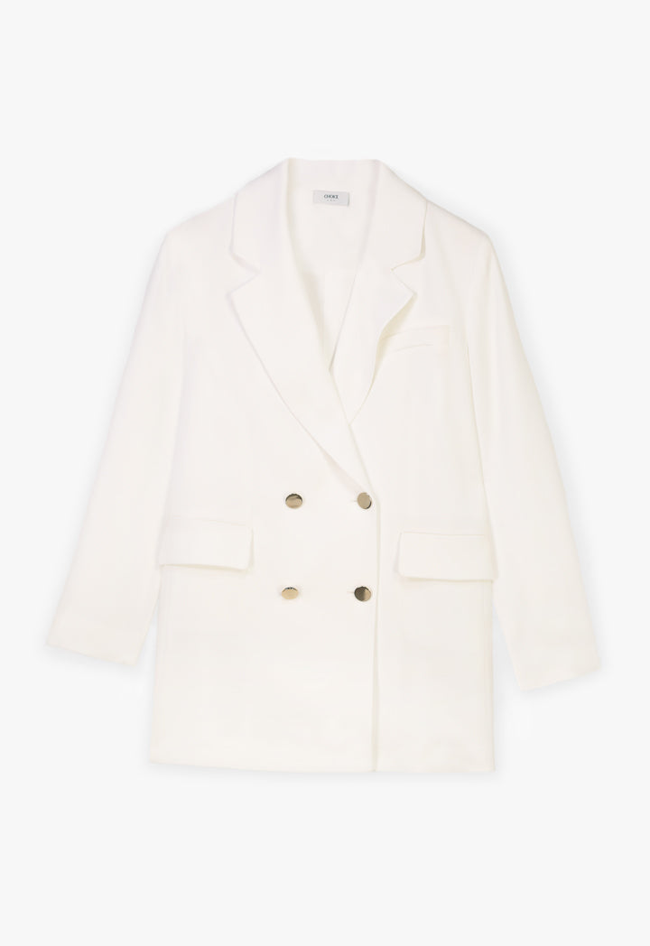 Choice Double-Breasted Solid Blazer Offwhite