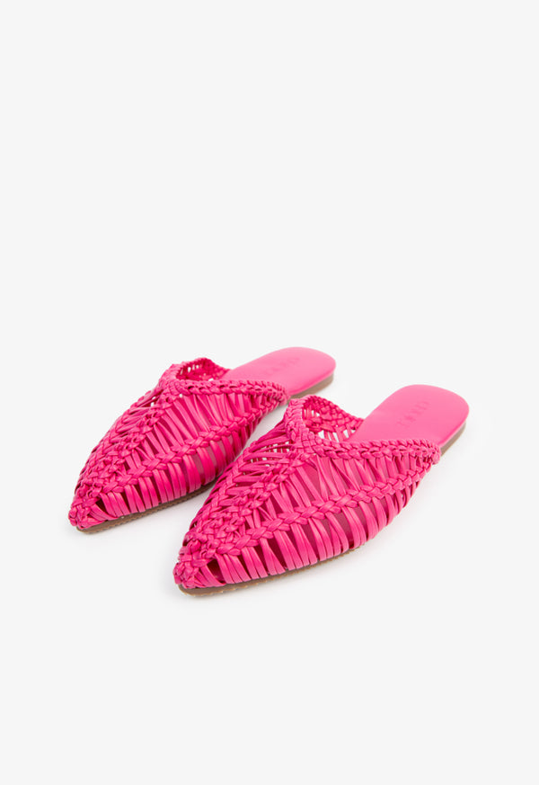 Choice Kids Braided Woven Flat Mules Fushia