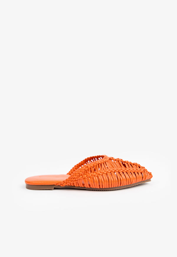 Choice Kids Braided Woven Flat Mules Orange