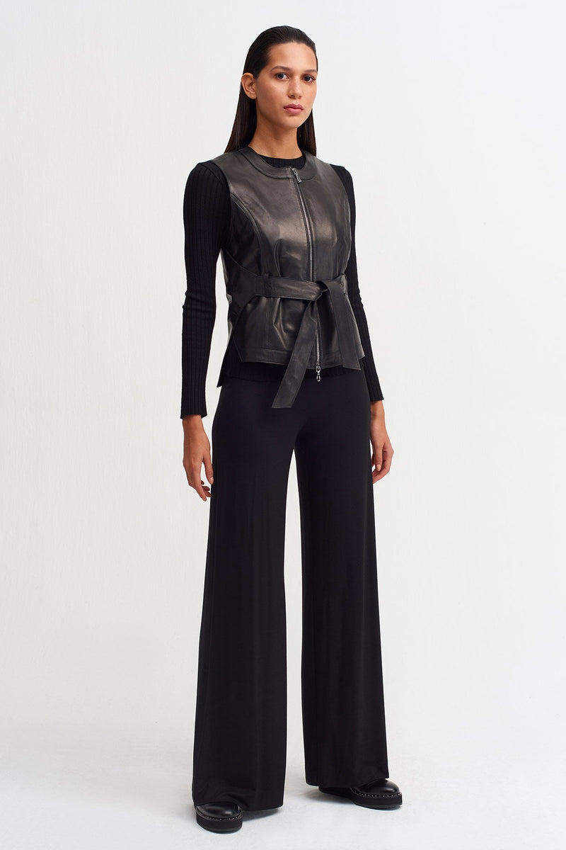 NU Synthetic Leather Vest Black
