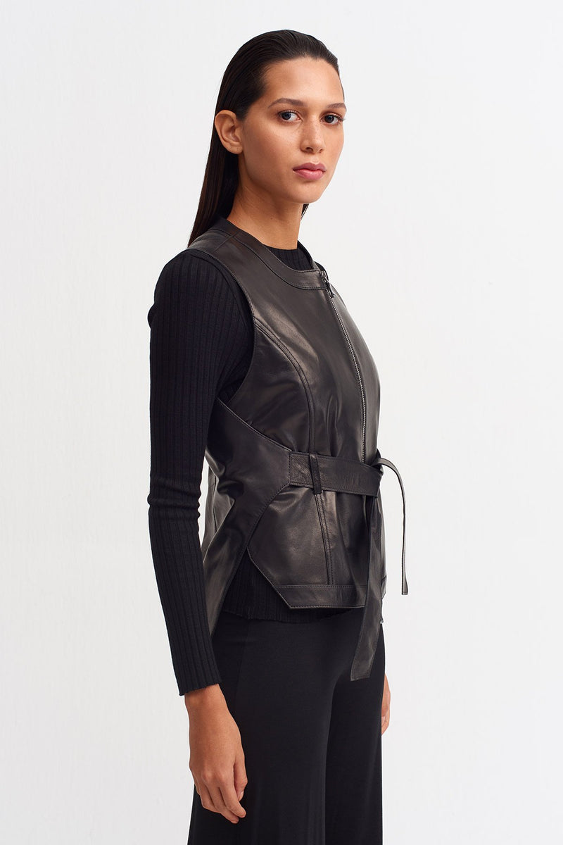 NU Synthetic Leather Vest Black