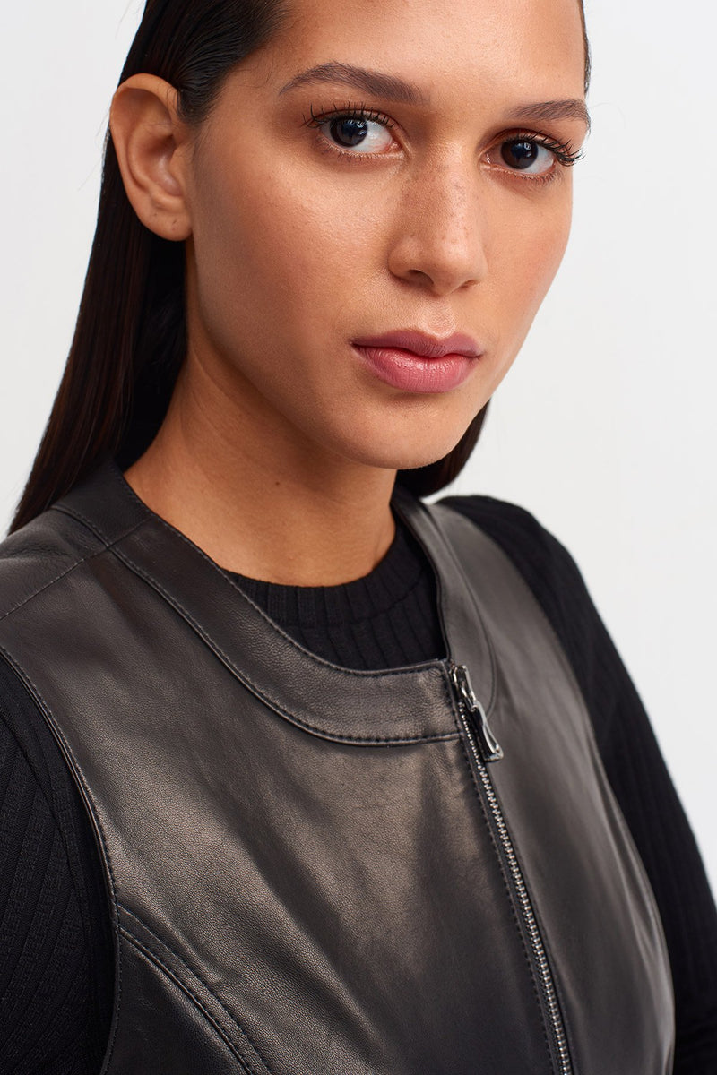 NU Synthetic Leather Vest Black