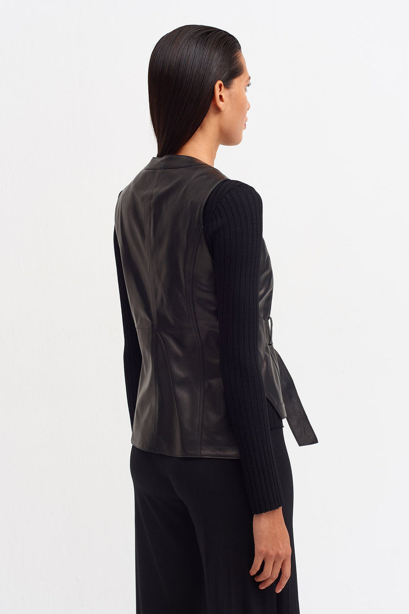 NU Synthetic Leather Vest Black