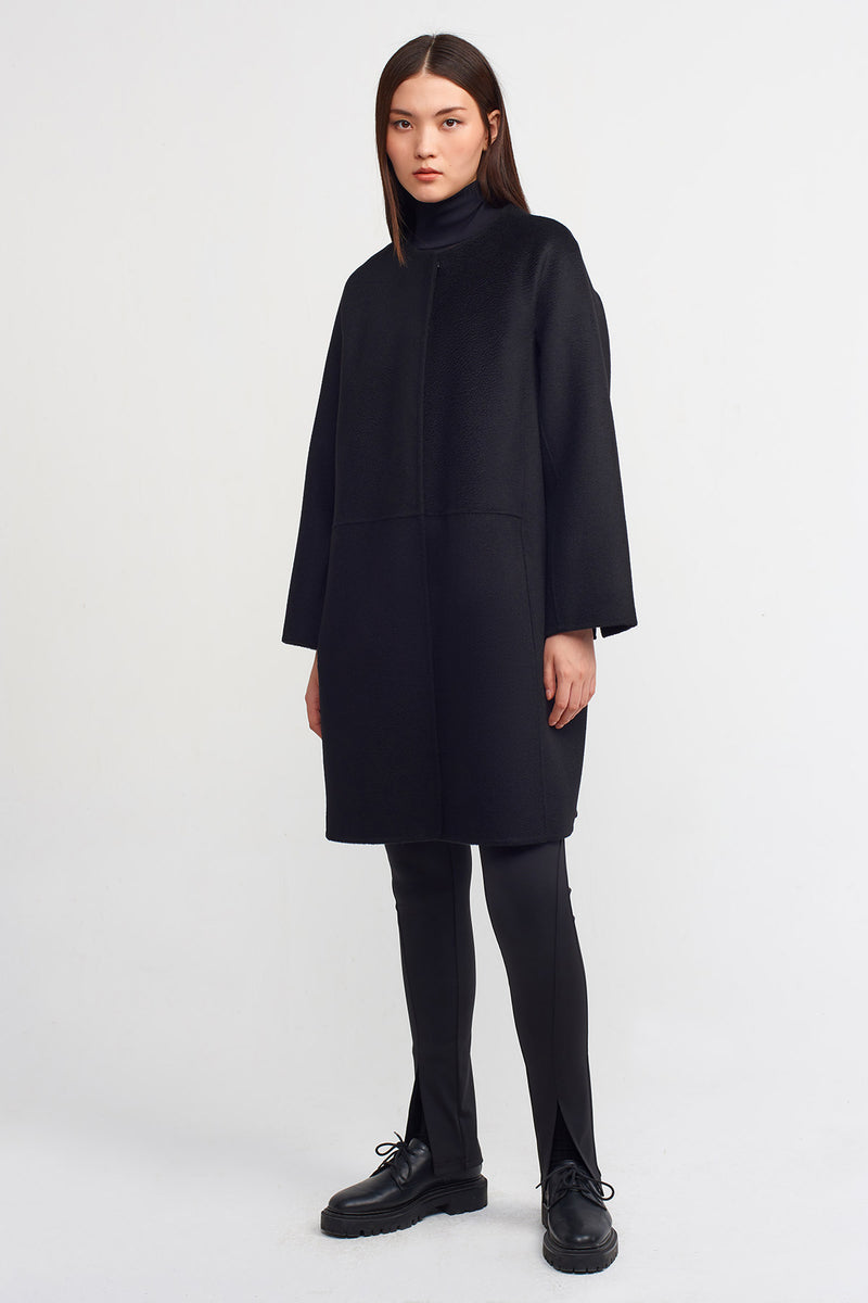 NU Long Sleeve Wool Coat Black
