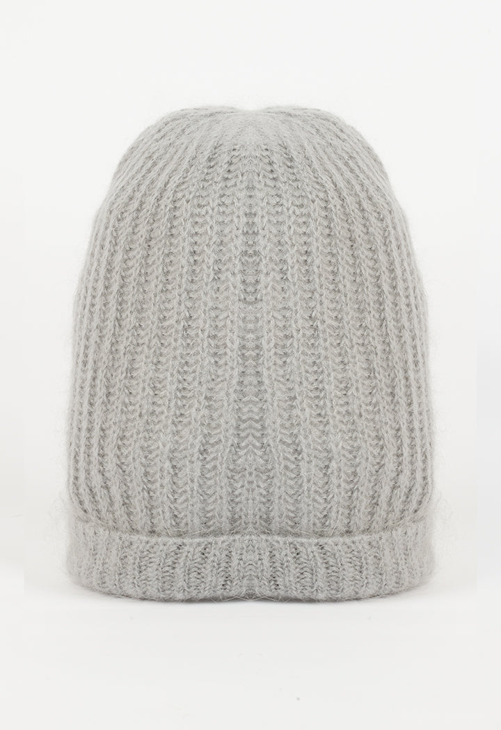 Choice Knitted Solid Slouchy Folded Hem Ice Cap Grey