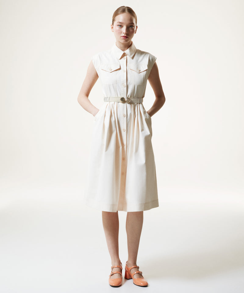 Machka Shirt Dress With Belt Accessories Ecru