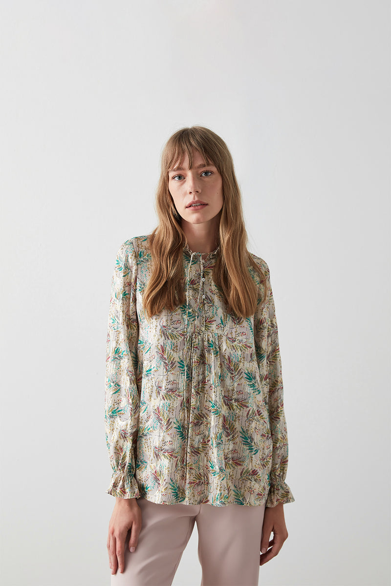 Machka Printed Long Sleeve Blouse L.Powder