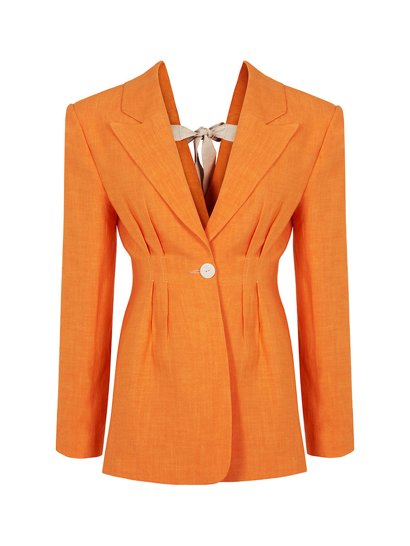 Nocturne Linen Jacket With Back Detail Orange