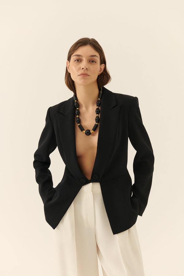 Roman Solid Crepe Women'S Jacket Black