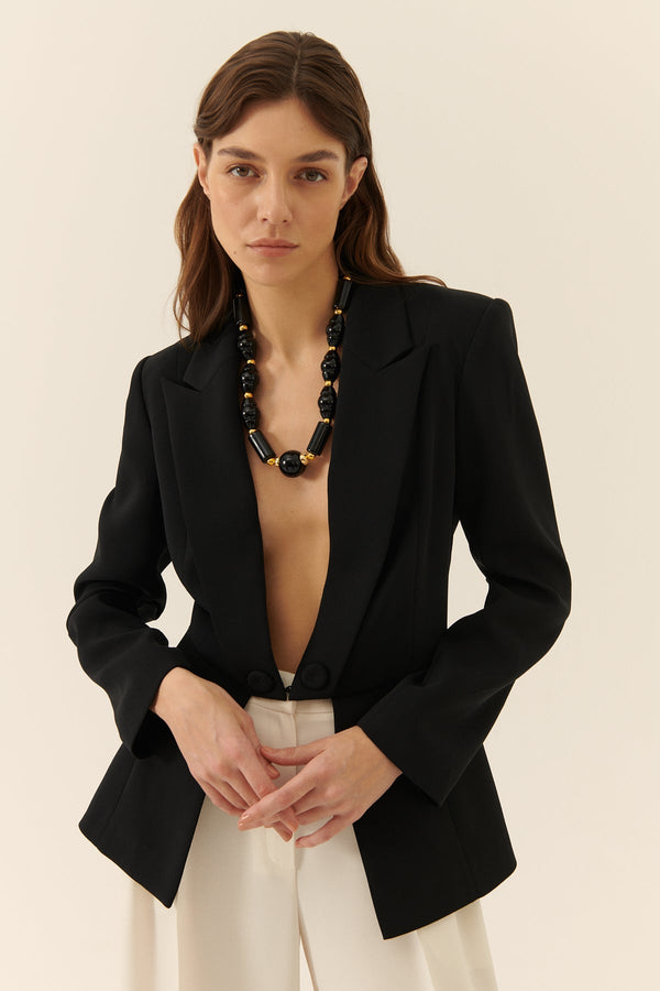 Roman Solid Crepe Women'S Jacket Black