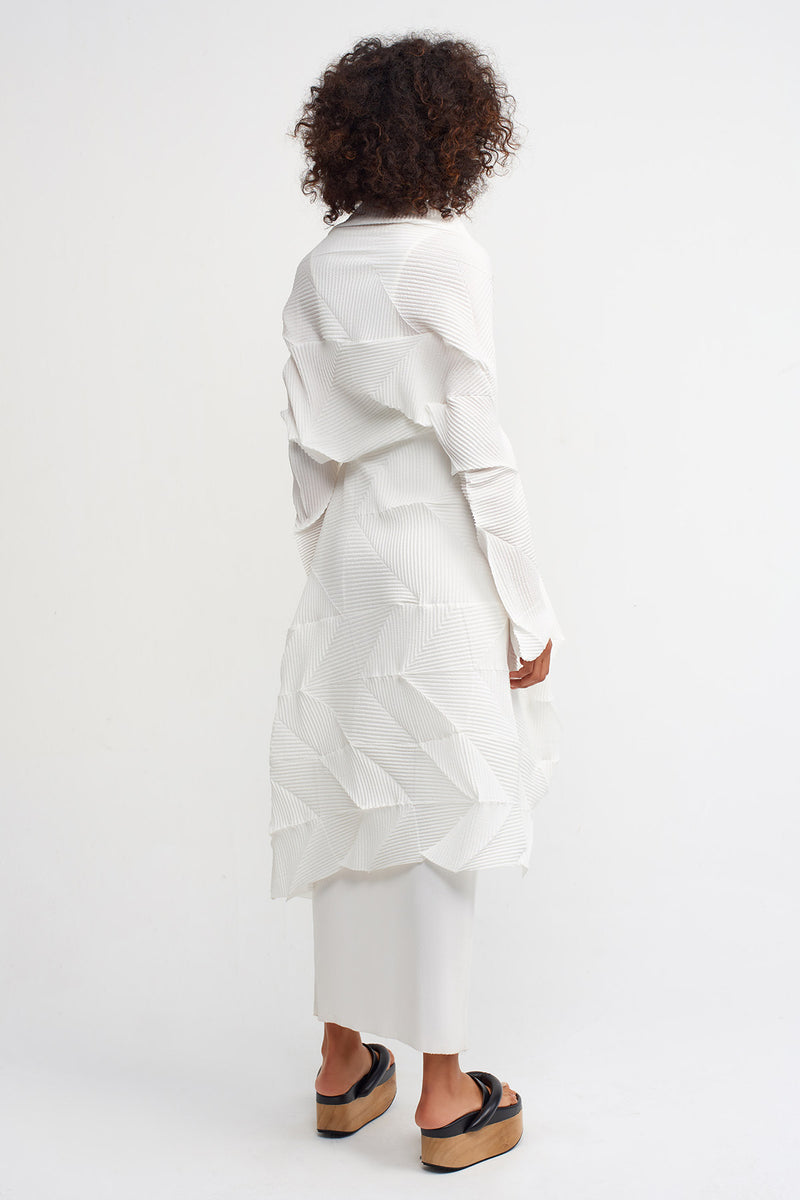NU Patch Detail Pleated Outerwear Off White