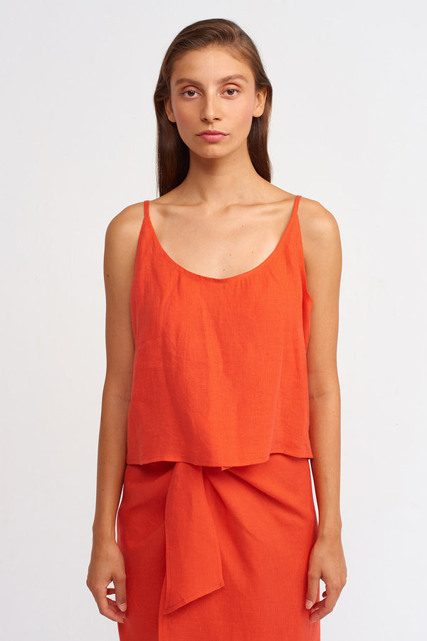 NU Thin Strap Cropped Top Red