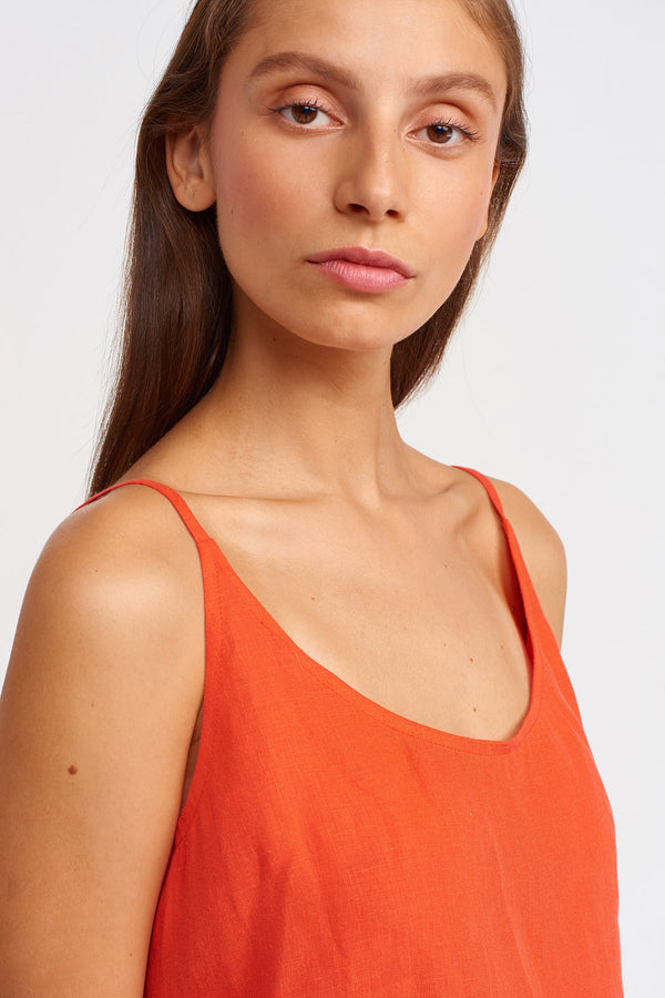 NU Thin Strap Cropped Top Red