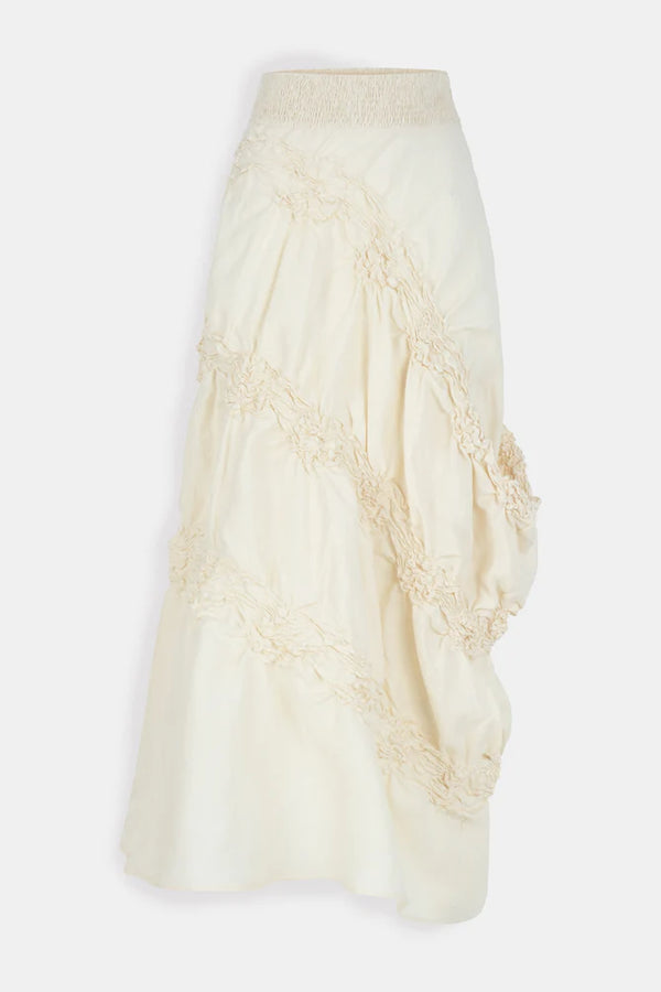 NU Pleated Waist Asymmetrical Skirt Natural